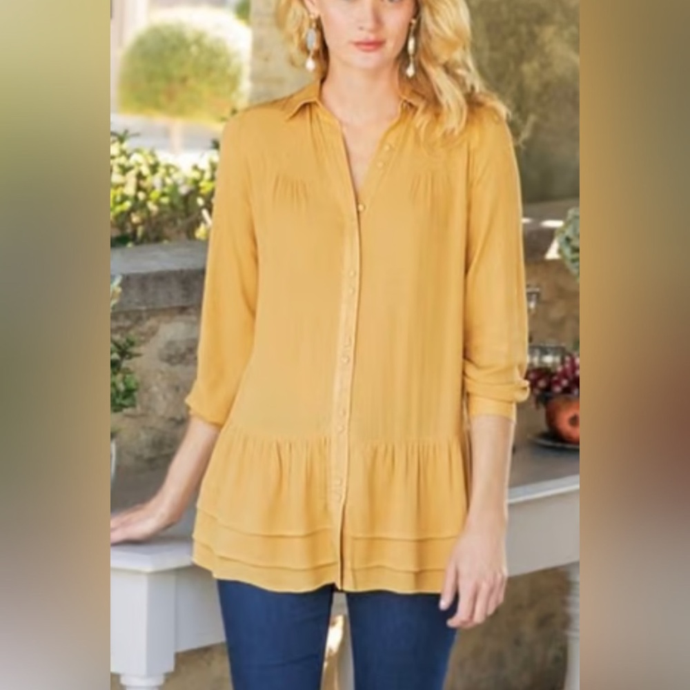 Soft Surroundings Button Front Layered Tunic - 2X